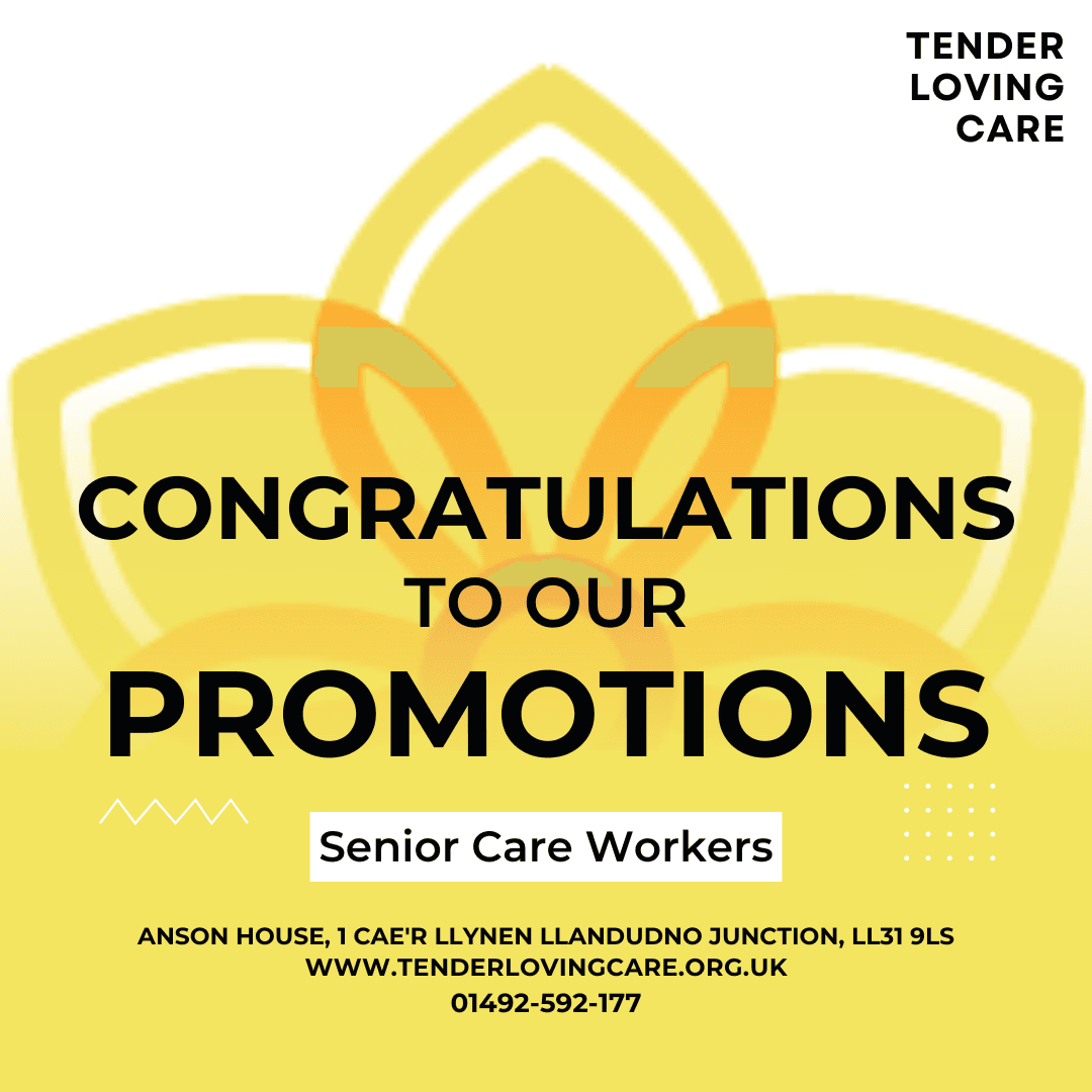 TLC team celebrating Senior Care Worker promotions